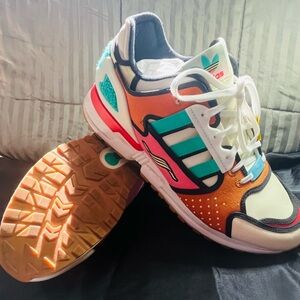 Simpson Edition Adidas Orange and Teal Sneakers
